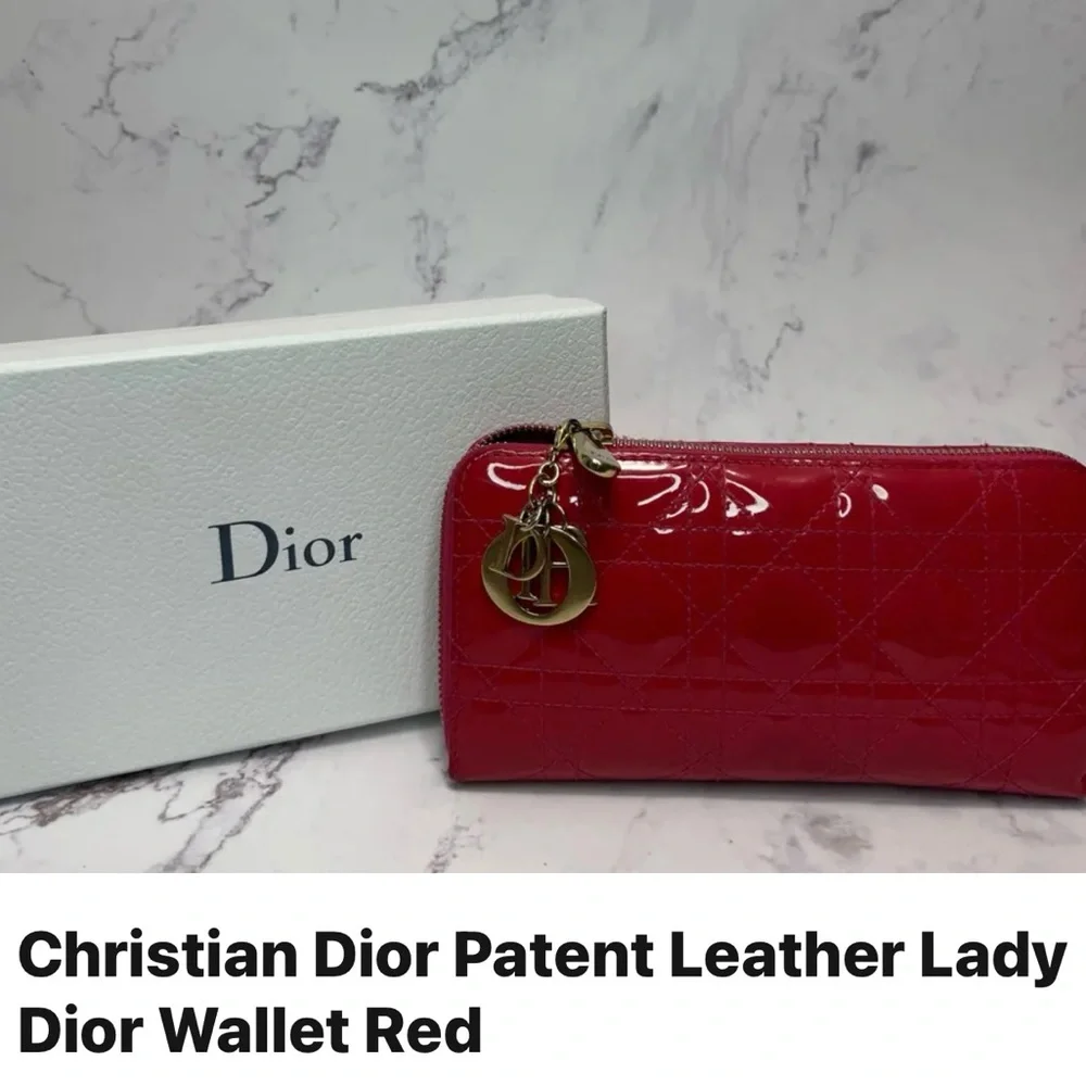 Authentic Christian Dior Red Contntinental with COA & gold chain added.